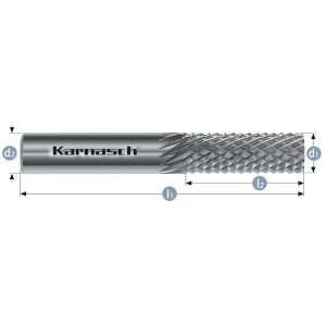 Tungsten carbide burr uncoated GFK/CFK d1= 6,0 / l2= 19 / d2= 6 / l1= 63mm