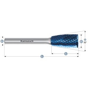 Tungsten carbide burr Blue-Tec coated ZYB/WKN  d1= 12,0 / l2= 25 / d2= 6 / l1= 70mm Combi+Form