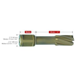 Carbide tipped annular cutter, Weldon shank 32 mm (1.1/4'), drill depth 55 mm,  Hard-Line55                              d=64mm