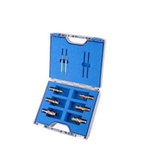 Kit BASIC,    Gold-Drill Line30 6 HSS-XE uncoated annular cutters:  drill depth 30mm, Nitto/Uni- shank 19mm (3/4'), 1 pc each ? 12, 14, 16, 18, 20, 22 mm, 2 ejector pins 6,34x77mm