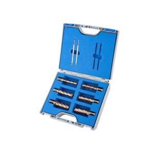 Kit BASIC,    Gold-Drill Line55 6 HSS-XE uncoated annular cutters:  drill depth 55mm, Nitto/Uni- shank 19mm (3/4'), 1 pc each ? 12, 14, 16, 18, 22, 26mm, 2 ejector pins 6,34x102mm