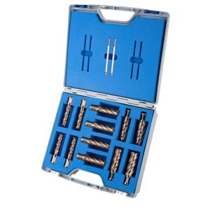 Kit PROFI,    Gold-Drill Line55 12 HSS-XE uncoated annular cutters:  drill depth 55mm, Nitto/Uni- shank 19mm (3/4'), 4 pcs each ? 14, 18, 22mm, 2 ejector pins 6,34x102mm